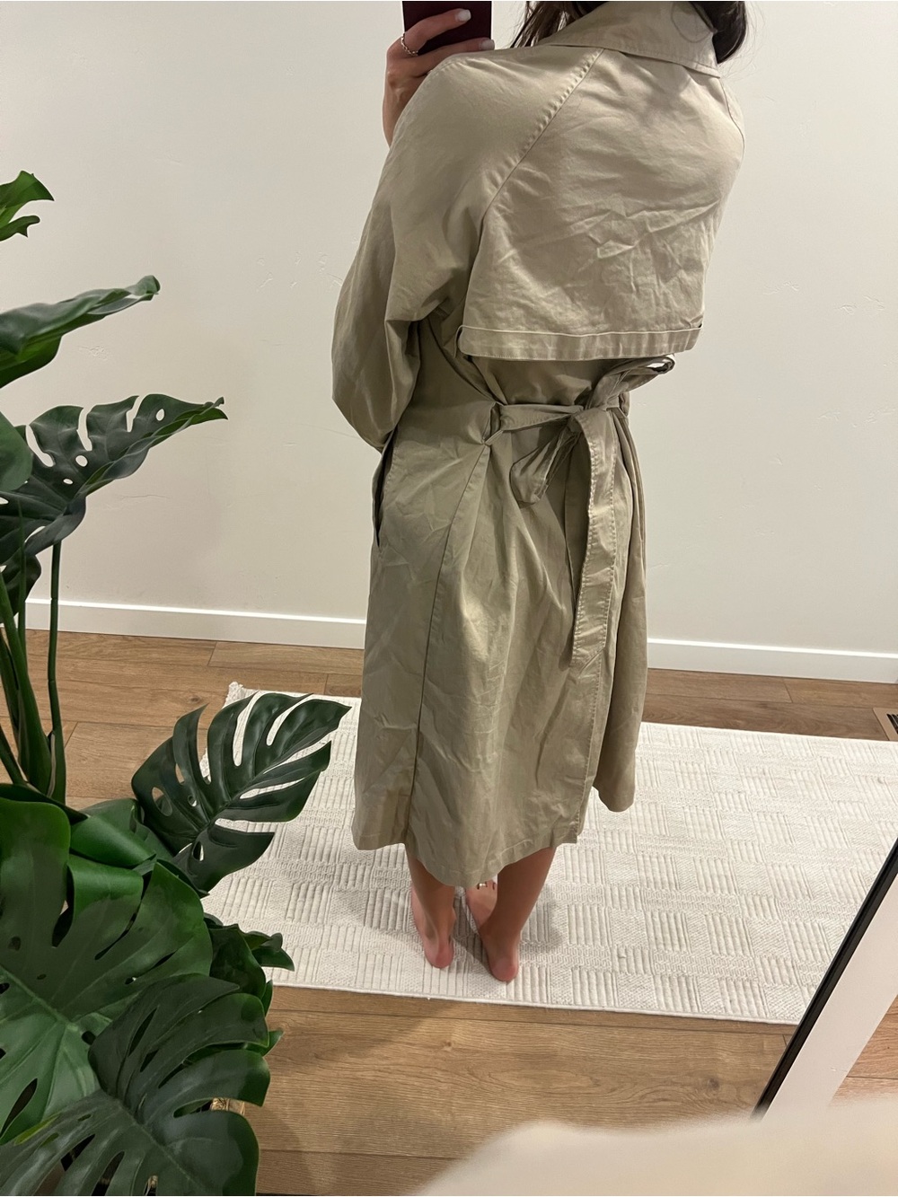 Zara Light Khaki Double-Breasted Trench Coat - Picture 5 of 8